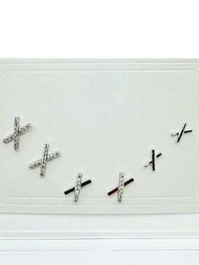 X Silver w/ Zirconia Stud Earrings Set | 6 Pc | Silver Plated Luxury Jewelry